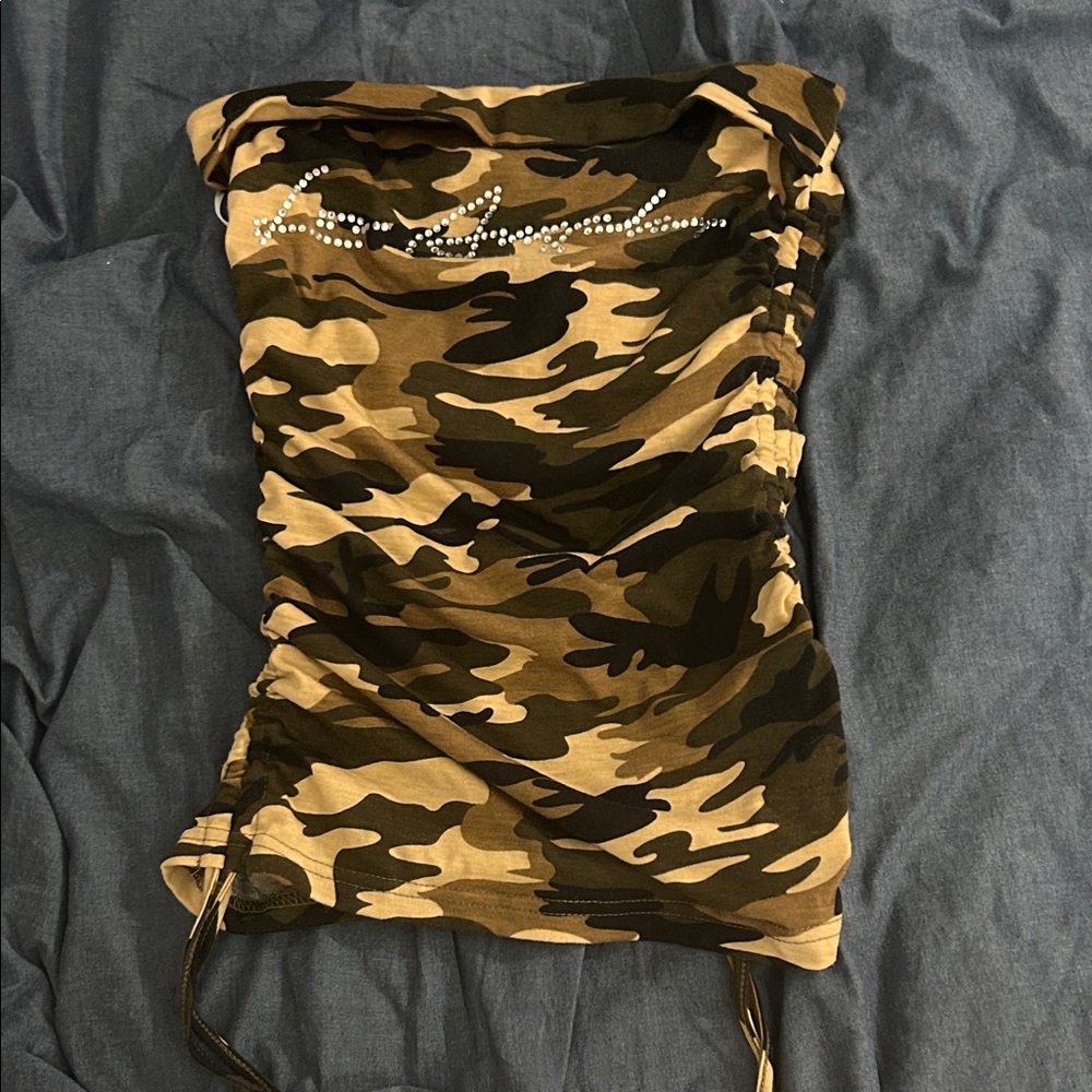 Camo Strapless Top